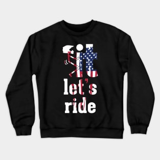 Motocross American Flag Lets Ride Crewneck Sweatshirt